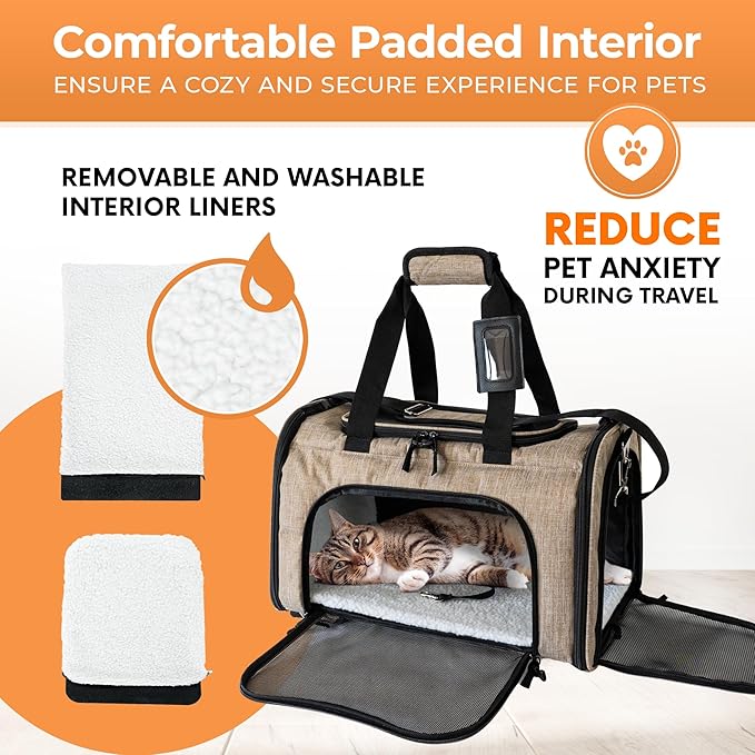 DCSP Pets Pet Carrier - Versatile Cat Carrier Converts to Backpack - Airline Approved Dog Bag Carrier with Mesh Widows - Suitable for Large Cats, Small Dogs - Soft Travel Carriers for Hiking, Walking