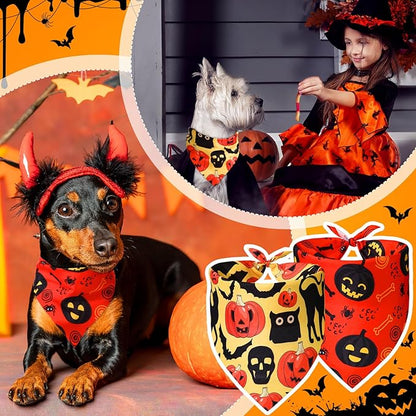 100 Pcs Halloween Dog Bandanas Bulk Pumpkin Black