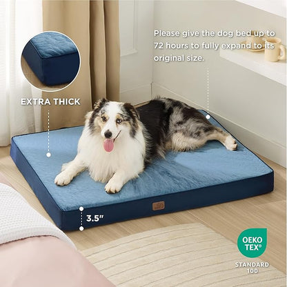 Bedsure Large Orthopedic Dog Bed for Large Dogs 2-Layer Thick (36x27x3.5 Inches),