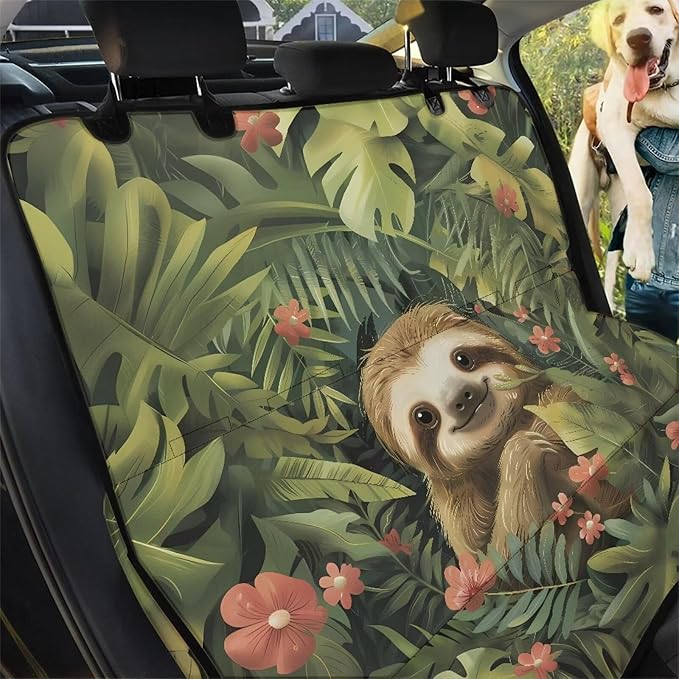 AFPANQZ Sloth Pattern Dog Back Seat Cover Protector