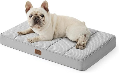 Bedsure Cooling Gel Foam Dog Bed for Large Dogs Cover(24"x16", Grey)