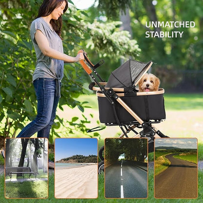 4 in 1 Folding Dog Stroller 4 Wheels