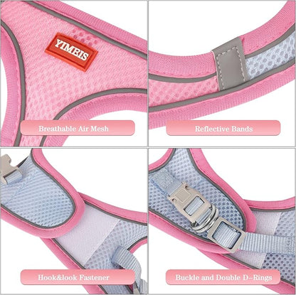 YIMEIS Dog Harness and Leash Set, No Pull Soft Mesh Pet Harness, Reflective Adjustable Puppy Vest for Small Medium Large Dogs, Cats (Pinkblue, X-Small (Pack of 1)