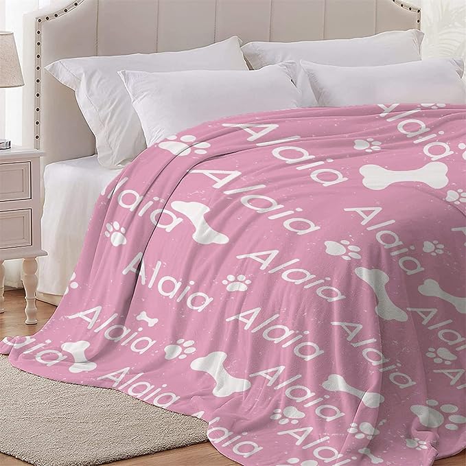 Personalized Dog Blankets Dog Paw Print Blanket Puppy Blanket 60"x50"