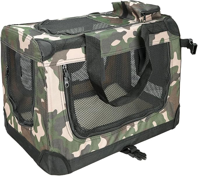 Pet Carrier Airline Approved Pet Carrier 23.7x16.6x17.3 Inches Dog Carriers for Small Dogs Cat Carriers for Medium for Small Cats and Dogs with Locking Safety Zippers and Anti-Scratch Mesh（Camouflage）