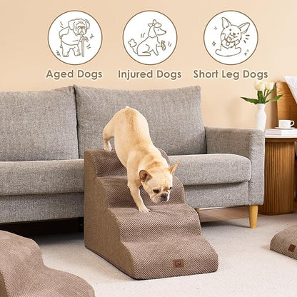 EHEYCIGA Curved Dog Stairs for High Beds 19.7" H 4-Step Dog