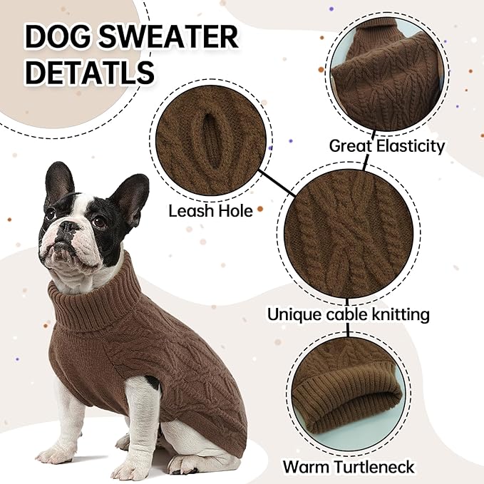BRKURLEG Thermal Knitted Dog Sweater for Small Dog