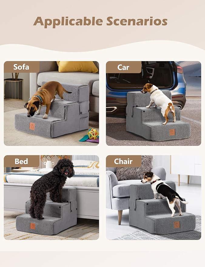 Dog Stairs for Small Dogs 3 Step 14"H for
