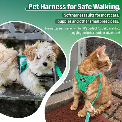 Supet Cat Harness and Leash Set for Walking Cat and Small Dog Harness Soft Mesh Harness Adjustable Cat Vest Harness with Reflective Strap Comfort Fit for Pet Kitten Puppy Rabbit