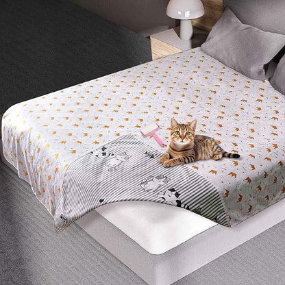 Waterproof Bed Cover for Dogs, Reversible Soft Couch Cover for Dogs with Lint Roller, Cute Pattern Design Pet Blanket for Bed Washable(68“*82”)