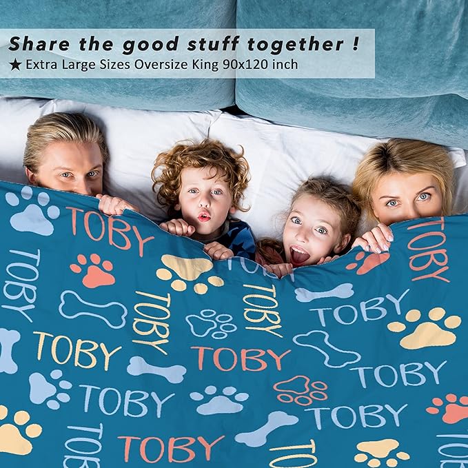 Personalized Dog Blankets Dog Paw Print Blanket Puppy Blanket 60"x50"