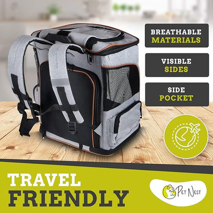 Expandable Pet Carrier Backpack for Cats, Dogs and Small Animals, Portable Pet Travel Carrier, Super Ventilated Design, Airline Approved, Ideal for Traveling/Hiking/Camping