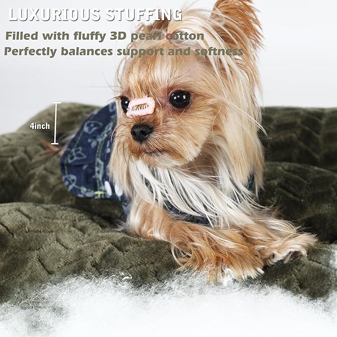 Dog Crate Mat for Dog Cages Olive Green Dog Bed for Small Dogs 24 Inch Dog Crate Bed Washable Dog Mats for Sleeping 25 lbs