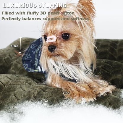 Dog Crate Mat for Dog Cages Olive Green Dog Bed for Small Dogs 24 Inch Dog Crate Bed Washable Dog Mats for Sleeping 25 lbs