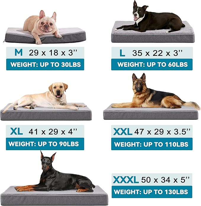 Waterproof Dog Beds for Extra Large Dogs, Washable Orthopedic Dog Bed with Cooling Gel Memory Foam, Large Dog Crate Mat for Big Breed Dogs