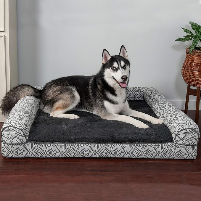 Furhaven Orthopedic Dog Bed for Large Dogs w/ Removable Bolsters & Washable Cover 95 lbs