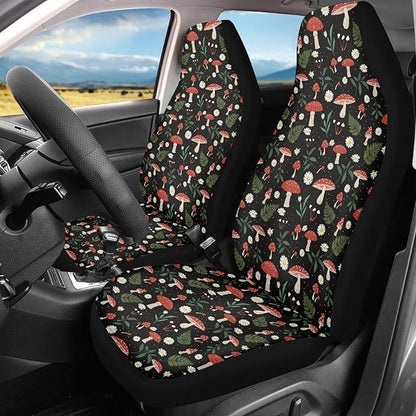 Mushroom Daisy Print Car Seat Covers Set of 2 for Women