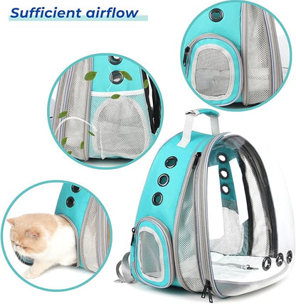 Lollimeow Cat Carrier Backpack, Bubble Expandable Backpack Carrier, Pets and Small Dogs,Airline-Approved, Designed for Travel, Hiking, Walking & Outdoor Use (Front Expandable-Green)