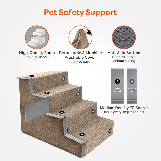 Pawque Dog Stairs for High Bed Couch & Pet Steps for Small Dogs Cats (18 inches
