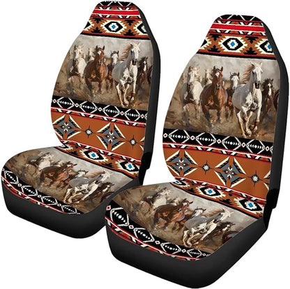 Horse Tribal Front Back Seat Cover Cute Seat