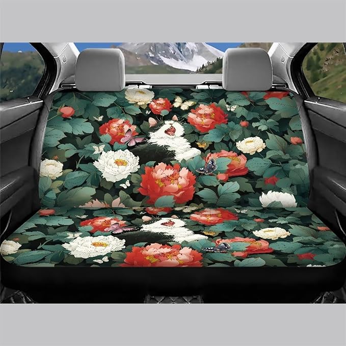 AFPANQZ Cartoon Cat Flowers Car Seat Cover