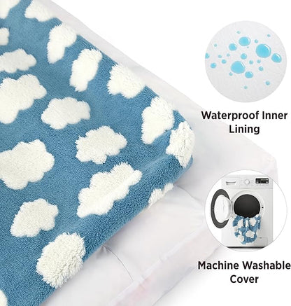 Lesure Dog Beds Large Sized Dog-Thick Shredded Chopped Foam Pet Bed Bottom(35'x22', Blue)