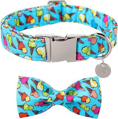 Summer Dog Collar with Bow Tie 10-16in