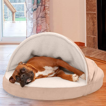 Furhaven 35" Round Memory Foam Dog Bed for Large/Medium Dogs w/ Removable Washable Cover 50 lbs 35-inch