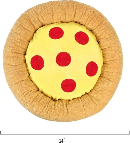 TONBO Soft Plush Small Cute and Cozy Food Dog Cat Bed, Washer and Dryer Friendly (Pizza)