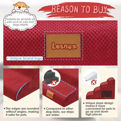 Dog Stairs for Bed 4 Step, 30D Foam Old/Injured,20.1" H