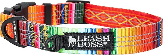 Leashboss Patterned Reflective Dog Collar 16.5"-25" Neck 1" Wide,