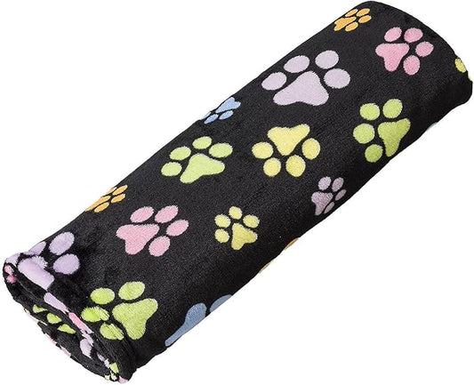 SPOT Snuggler Rainbow Pawprint Blanket for Puppies and Dogs, Black, 30x40