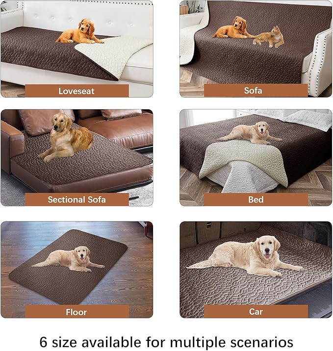 Waterproof Dog Blanket, Washable Anti-Slip Pet Couch Covers for Sofa,Pet Hair Resistant Blankets Bed Chair Furniture Couch Protector for Dogs-82x102,Chocolate