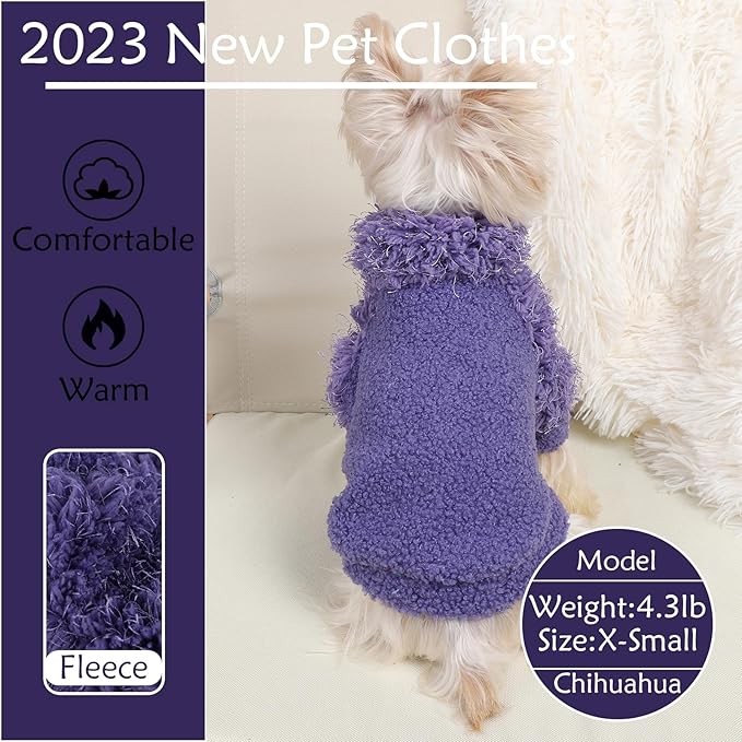 Dog Sweaters for Small Dogs Girl Boy Winter Puppy Sweater Clothes Fleece Warm Pet Outfit for Chihuahua Yorkie Teacup Cute Plain Cold Weather Dog Coat Cat Apparel Clothing (Medium