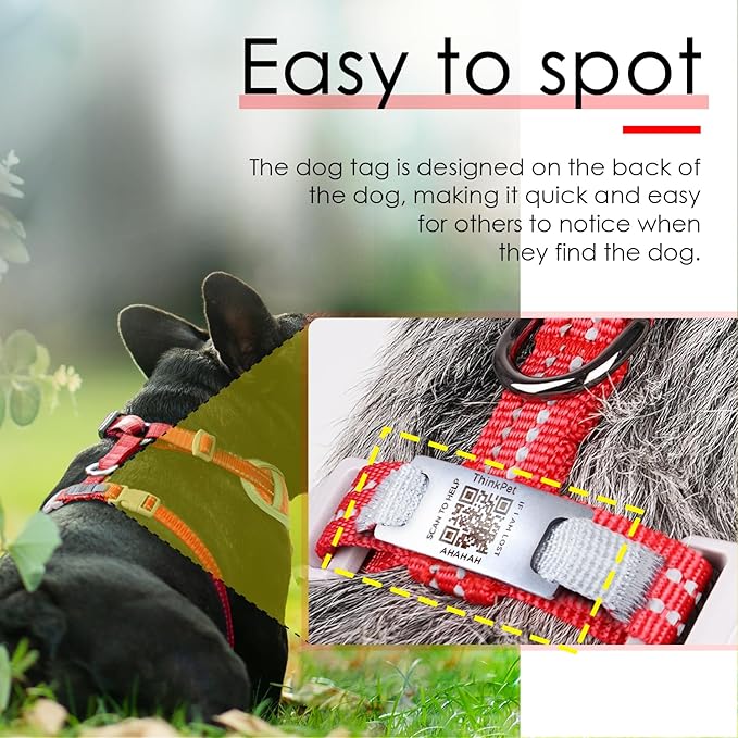 ThinkPet Reflective Breathable Soft Air Mesh with QR Code Dog Tag Puppy Choke Free Over Head Vest Harness for Puppy Small Medium Dogs and Cats Small Red