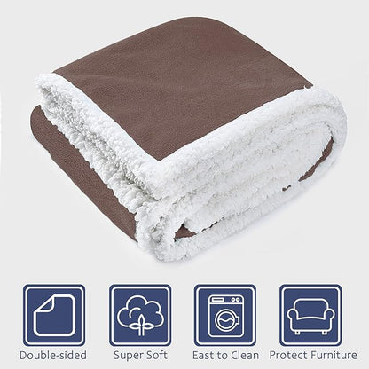 Kritter Planet Brown Large Dog Blanket, Super Soft Fluffy Sherpa Fleece Dog Couch Blankets and Throws for Large Medium Small Dogs Puppy Doggy Pet Cats, 50x60 inches