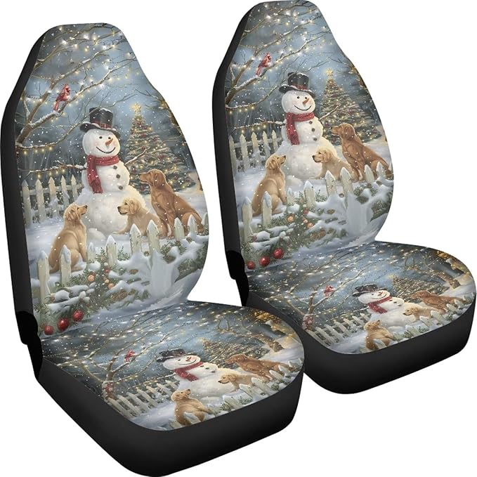 Christmas Snowman Light Car Seat Covers Full Set of 2