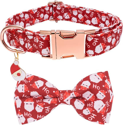 Faygarsle Red Dog Collar Christmas Design with Bow