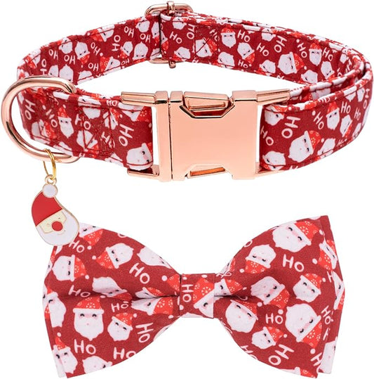 Faygarsle Red Dog Collar Christmas Design with Bow
