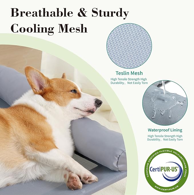 Cooling Elevated Dog Bed with Pillows