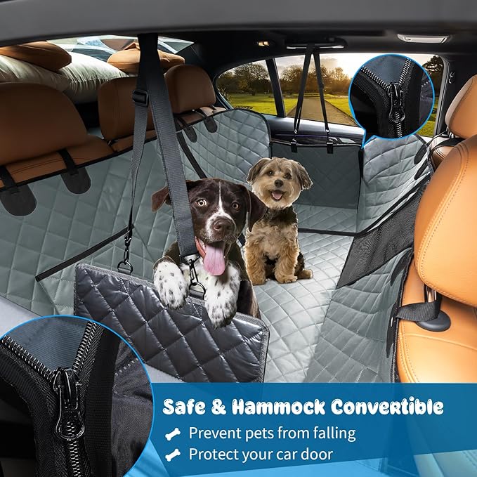 URPOWER 6-in-1 Dog Car Seat Cover for Back Seat 40/60 Split