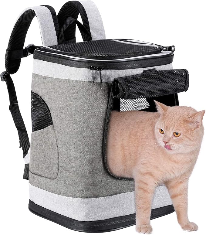 Comfortable Dog & Cat Carrier Backpack, with Safety Features and Cushion Back Support, for Travel Hiking Walking