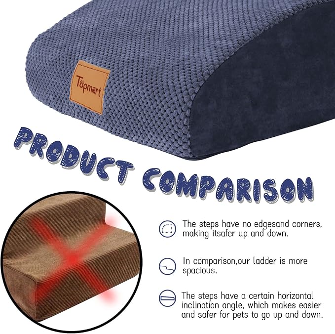 Topmart High Density Extended Foam Dog Ramp&Steps 2 Tiers 11.8" High,Non-Slip