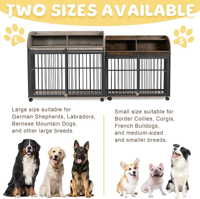 NicBex Dog Crate Furniture Dog Cage with Lockable Wheels