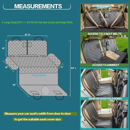 Car Seat Cover for Dogs All Covered Back Seat Cover with Mesh Window