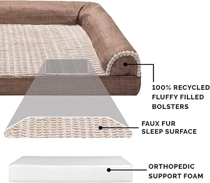 Furhaven Orthopedic Dog Bed for Large Dogs w/ Removable Bolsters & Washable Cover 125 lbs