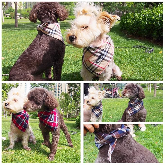 Adjustable Plaid Dog Bandanas 1PC Soft