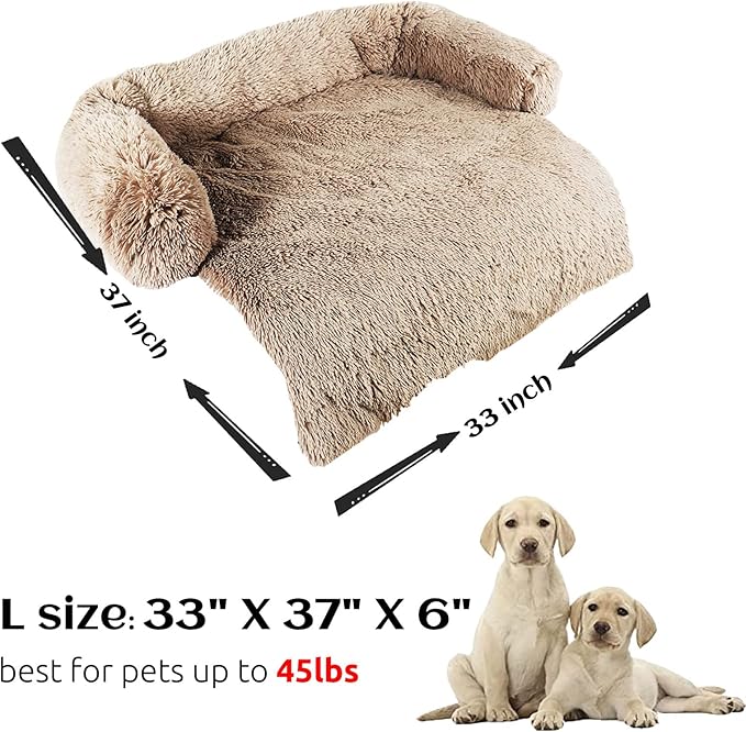 HACHIKITTY Calming Dog Sofa Bed Mat (37"x 33"x 6", Camel)
