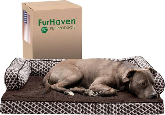 Furhaven Orthopedic Dog Bed for Large/Medium Dogs w/ Removable Bolsters & Washable Cover 55 lbs