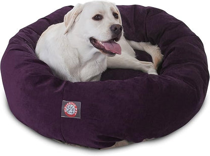 Majestic Pet 40 Inch Micro Velvet Calming Dog Bed Washable – Cozy Soft Round Dog Bed with Spine for Head Support 40x29x9 (inch)